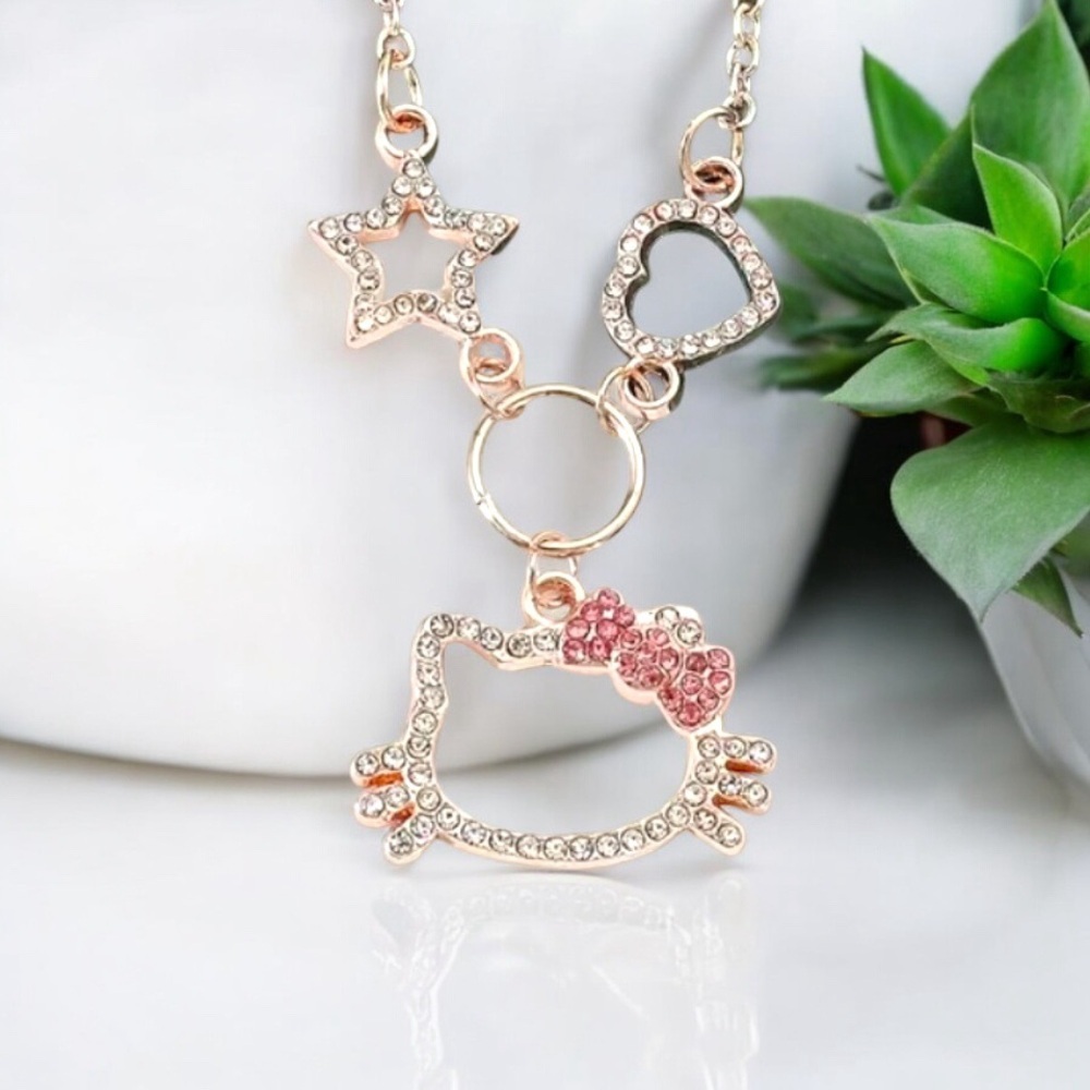 Hello Kitty Elegant Pink and Gold Necklace perfect for a gift!